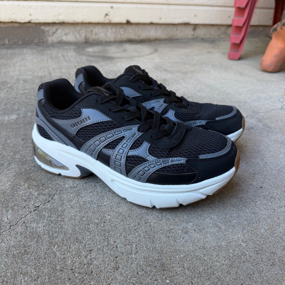 Skechers Mens Air-Cooled Memory Foam Sneakers Black Grey SN 183215 BKGY 9.5